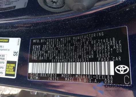 2024 Toyota Corolla Le from USA, damaged, VIN 5YFB4MDE3RP086921